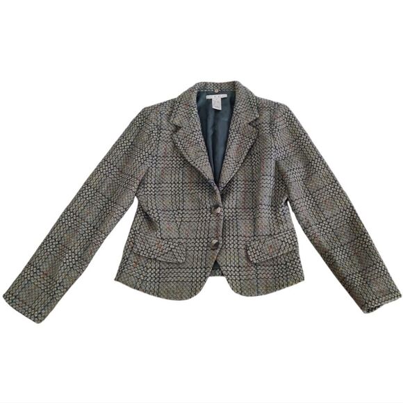 CAbi Green Gray Plaid Classic Blazer Suit jacket Size 8 - Picture 2 of 9